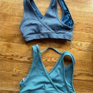 ALO Yoga Dual-Tone Sports Bras in Blue and Teal